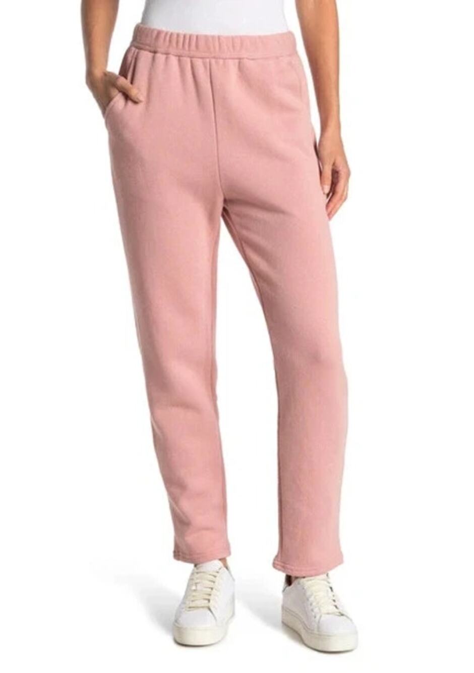 A.L.C. Roger Cotton Pull On Drawstring Fleece Sweatpants Baby Pink Women's XS